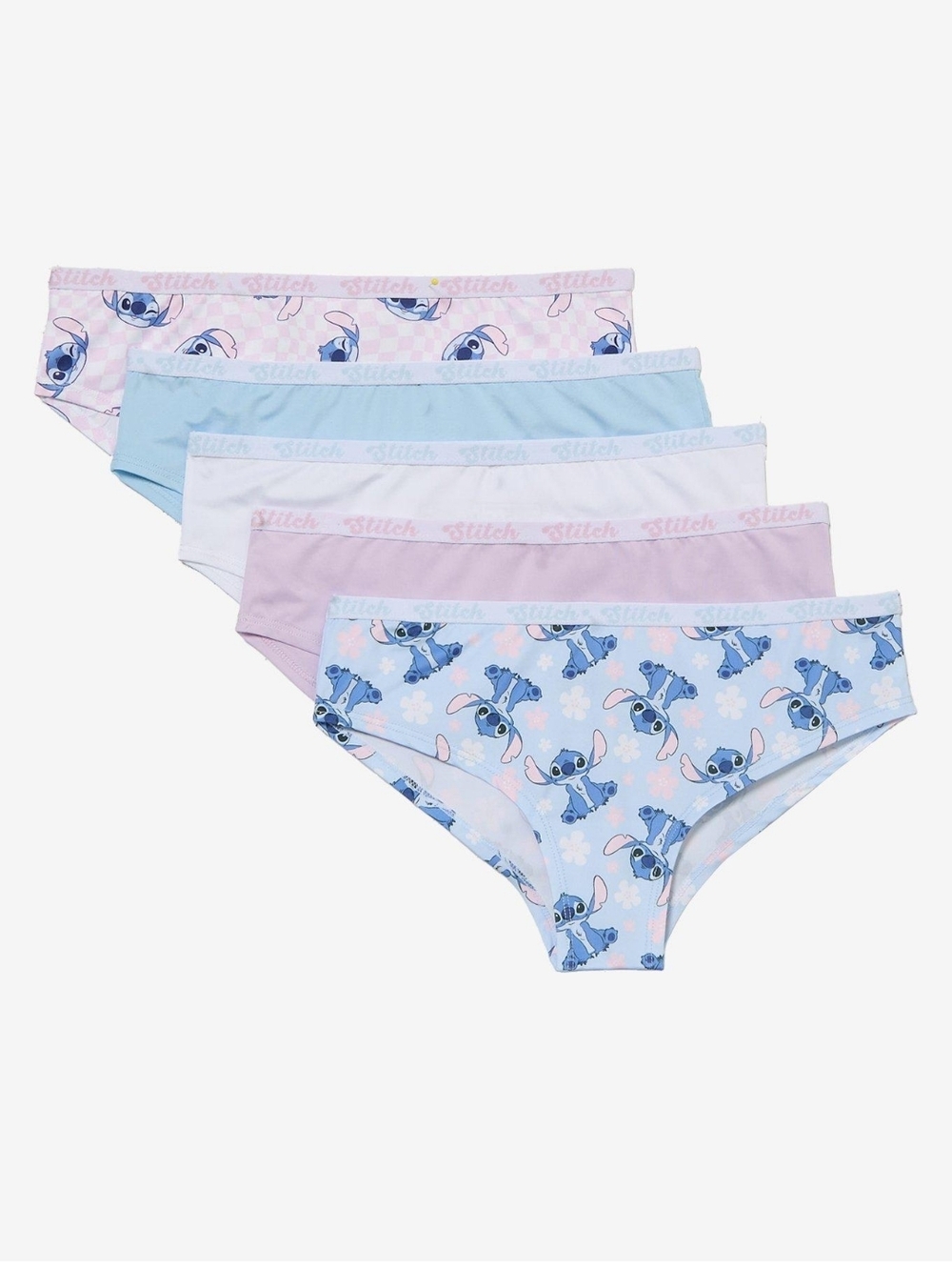 Womens Pastel Stitch Print Bikini Briefs - 5-Pack